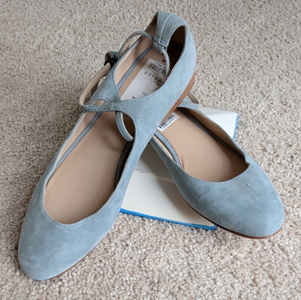 Via Spiga Light Blue Suede Flats